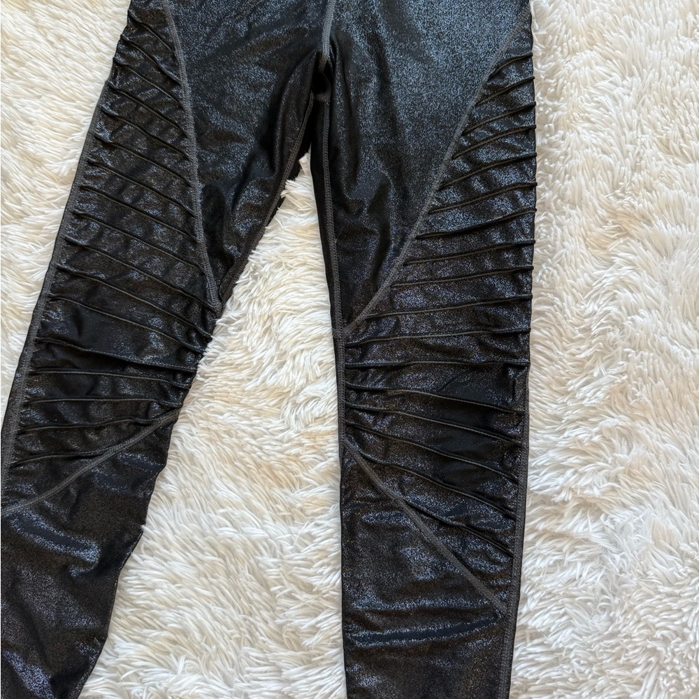 Carbon38 Black Shimmer Moto Leggings - Picture 4 of 16